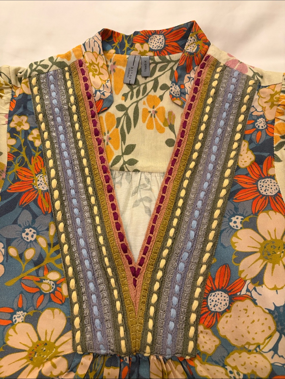 Bl^nk London x Anthropologie "Stephanie" Floral V-Neck Blouse. - Picture 4 of 12